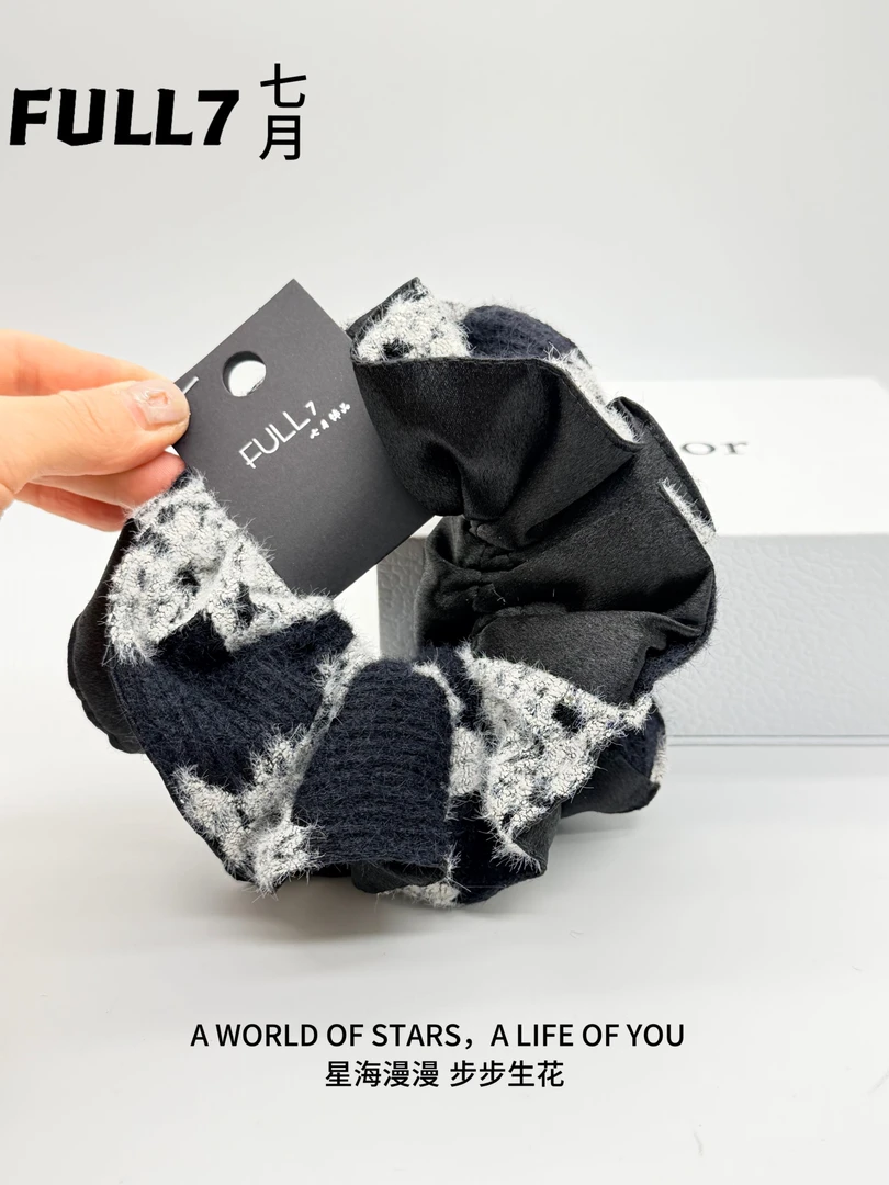 585【FULL 7】民族风女日韩复古宫廷绸缎双拼接时尚百搭发圈发绳