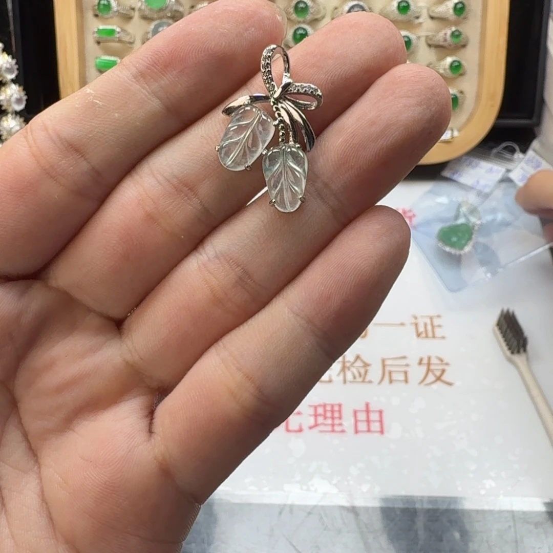 银S925镶嵌戒指翡翠天然缅甸翡翠A货
