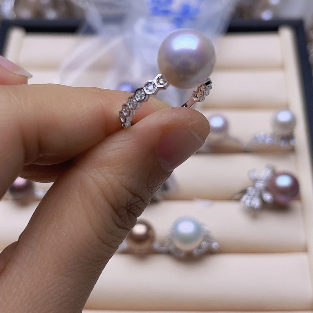 路***乙淡水珍珠银S925镶嵌吊坠或者耳钉