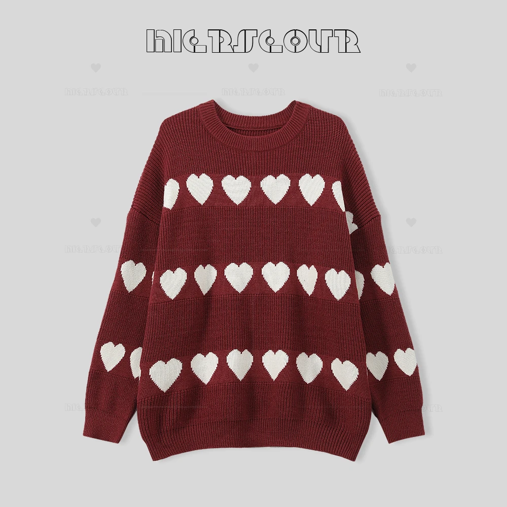 冬季新款甜蜜爱心休闲风针织毛衣2507