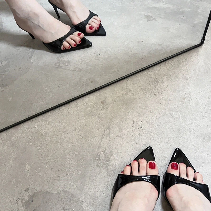 现货高跟鞋女2025季新款气质尖头性感一字带露趾细跟凉鞋女