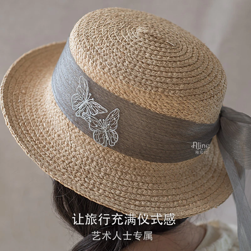 草帽出片“害羞灰姑娘”旅行宝藏女孩拉菲草防晒帽