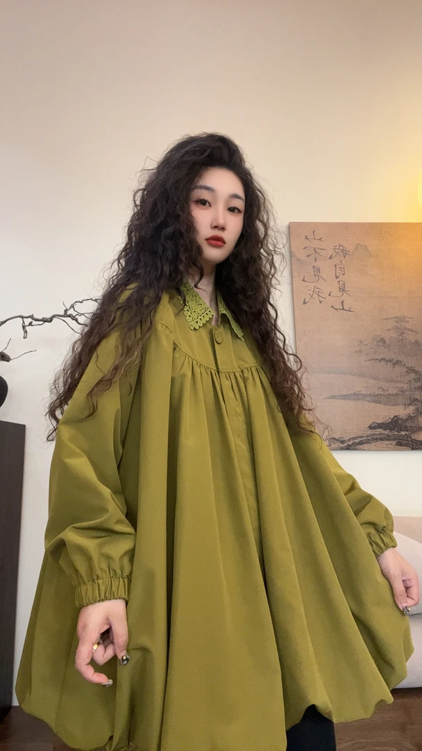 museguhui/木色古汇91856#领口拼接气质百搭秋款时尚风衣外套