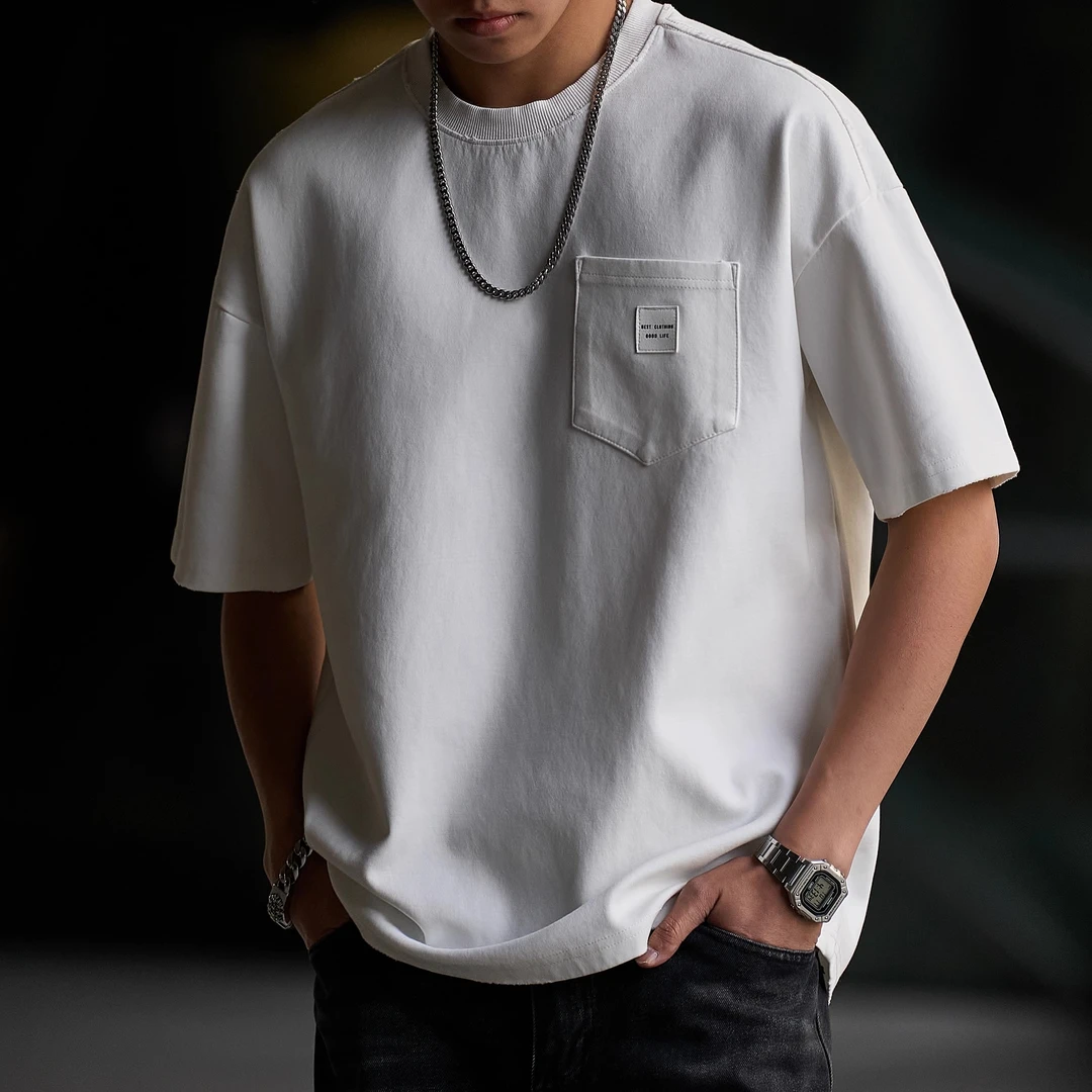 曼库帕娅重磅时尚男士短袖t恤2025新款夏季凉感宽松大码半袖体恤