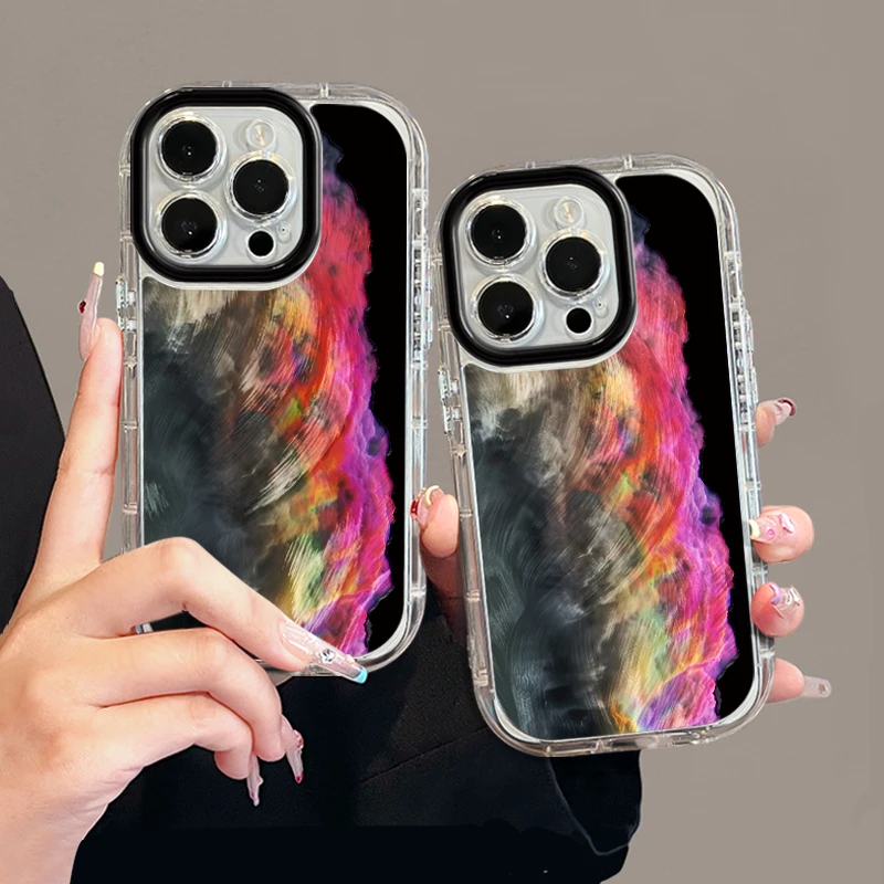 七彩祥云适用苹果16promax泡芙手机壳iPhone15羽纱华为oppo小米15