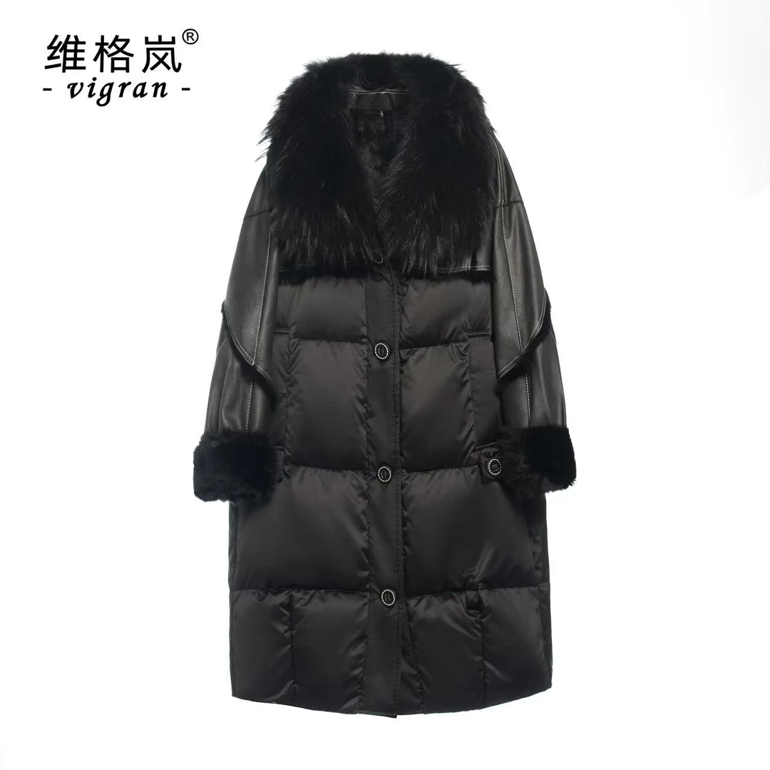 红人上新海宁2024高端设计感时尚女新款冬季加厚保暖中长款外套女