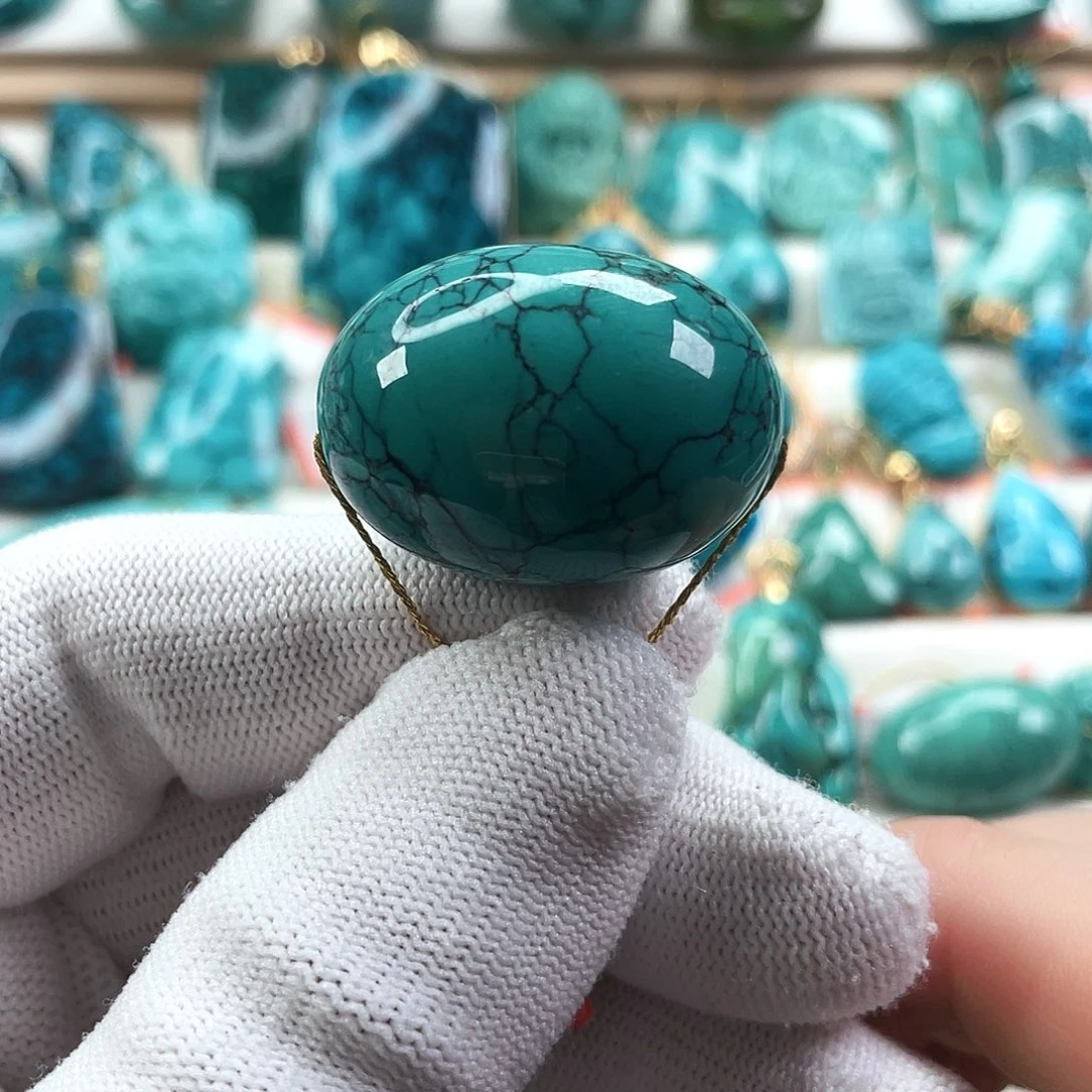 绿松石未镶嵌车挂直径21.5