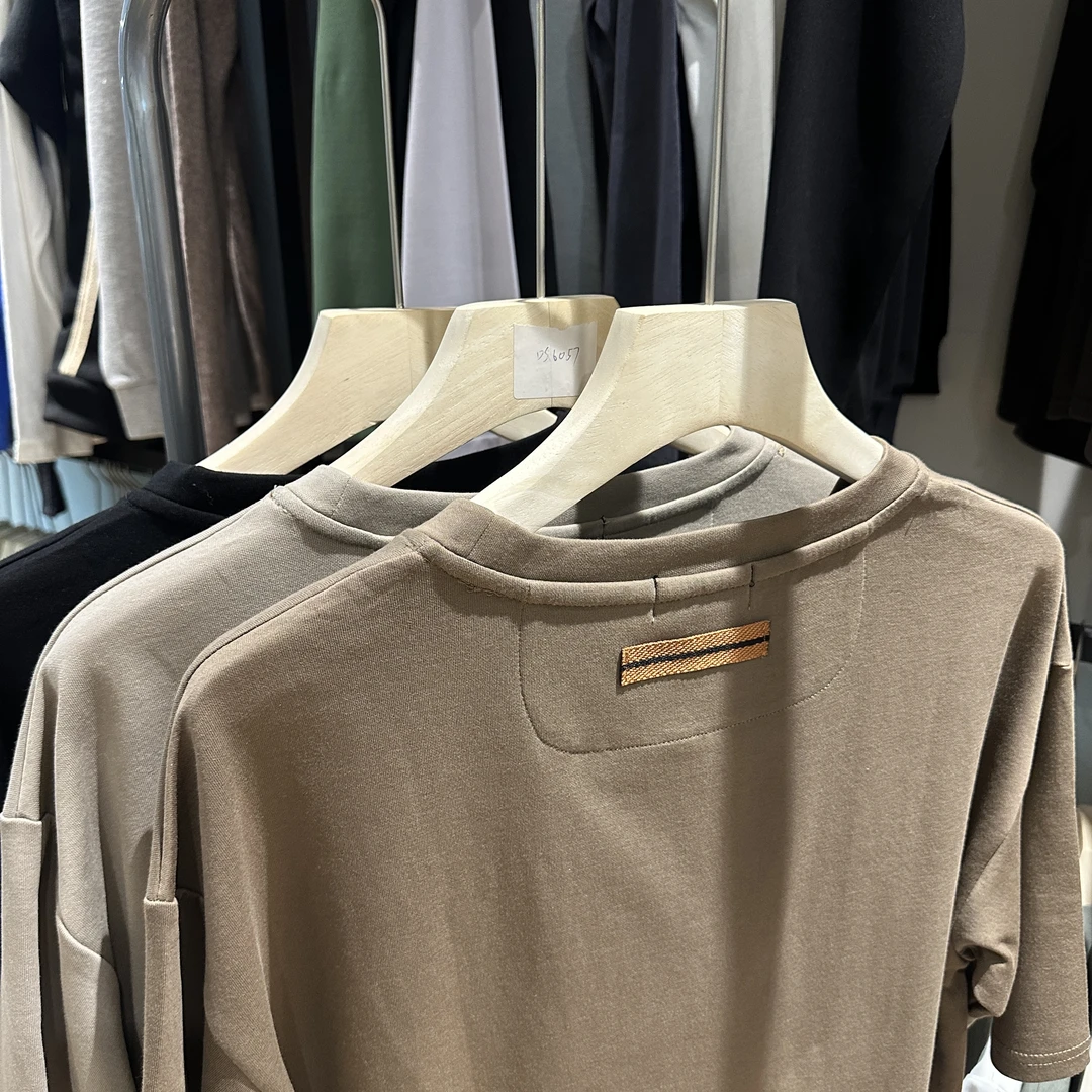 空气棉纯色简约夏季百搭圆领男士休闲短袖T恤6810