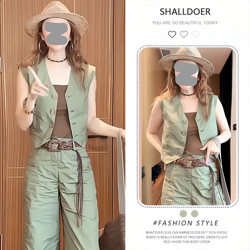 2025夏季新款气质单排扣无袖马甲女小个子时尚设计感显瘦百搭上衣