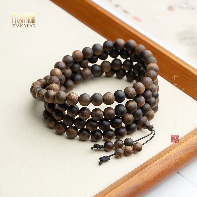 达拉干沉水8mm*108颗多圈沉香新国风手串仙源精致饰品文玩首饰