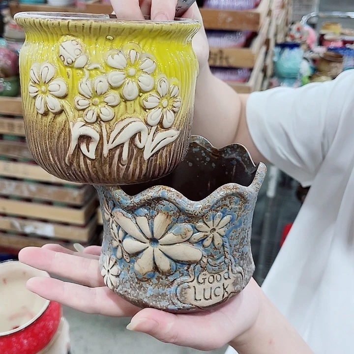 有孔，凑10元包邮陶瓷花盆发货！