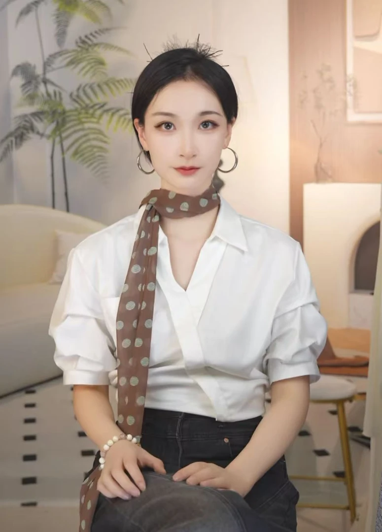 p13 【复古波点】 乔其双绉30*180左右精致飘带