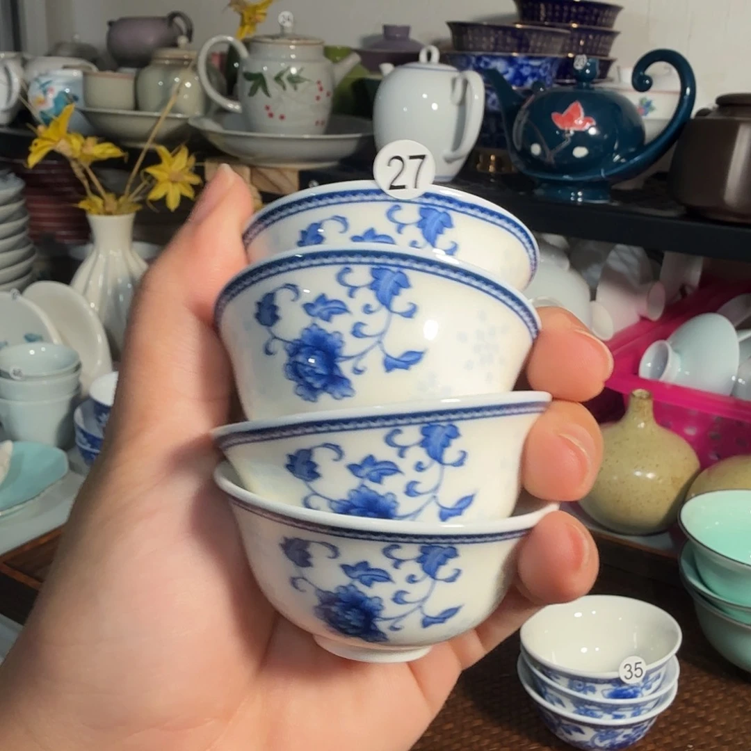 微瑕工厂福利青花四杯27