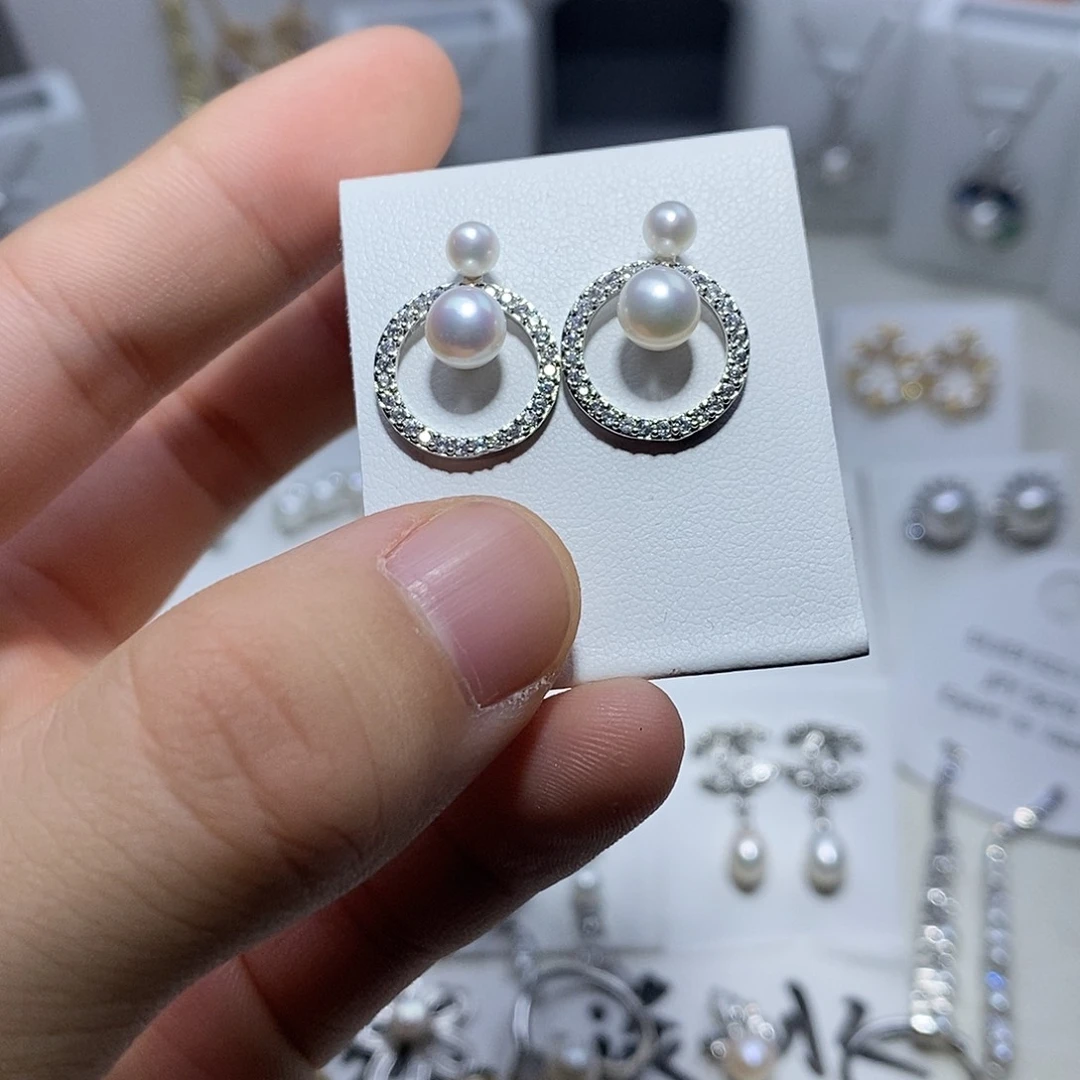 耳饰淡水珍珠银S925镶嵌