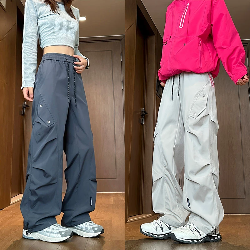 美式三防工装冲锋裤高街潮牌秋冬季加绒宽松大码伞兵直筒休闲裤子