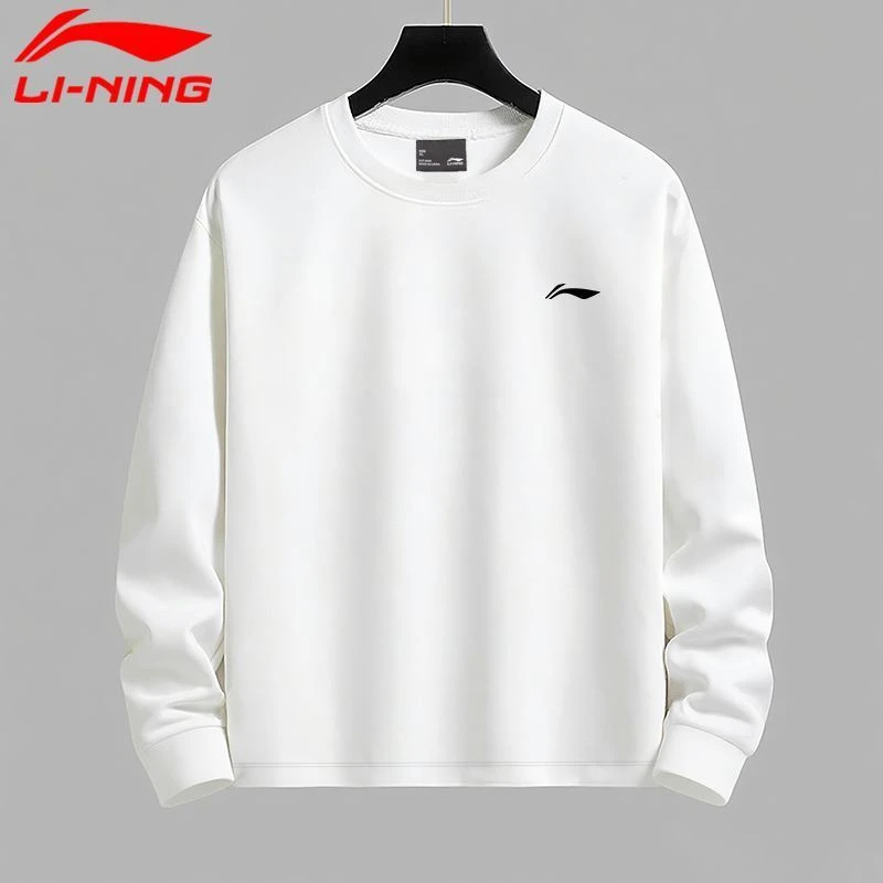 李宁薄款卫衣长袖男款秋季舒适宽松圆领时尚百搭无帽运动服套头衫