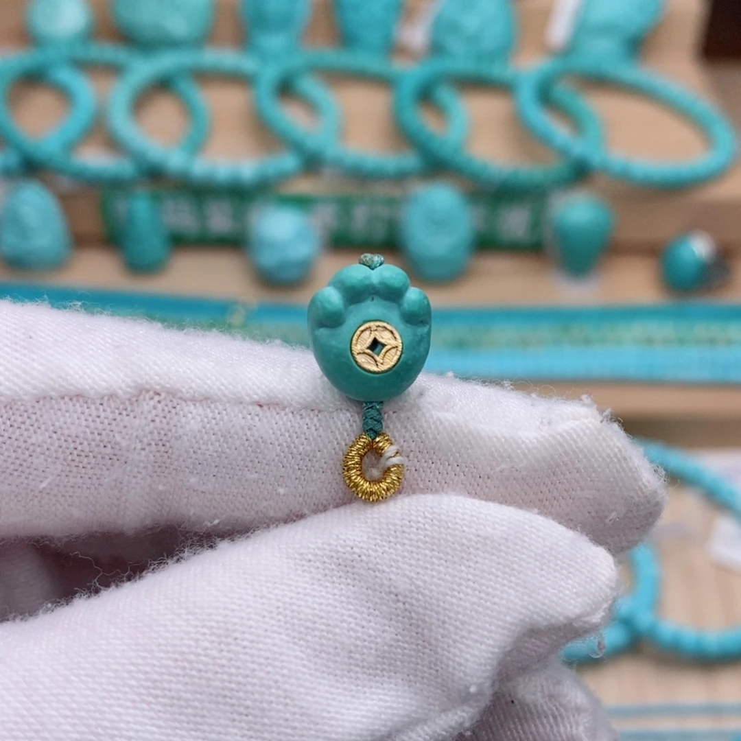 绿松石珠宝奇石未镶嵌小猫爪