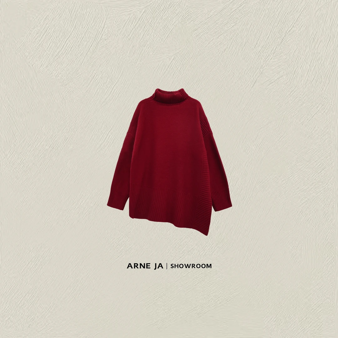 ARNE JA｜“织物之美”反对称时髦罗纹高密度羊毛精织毛衣W10112568