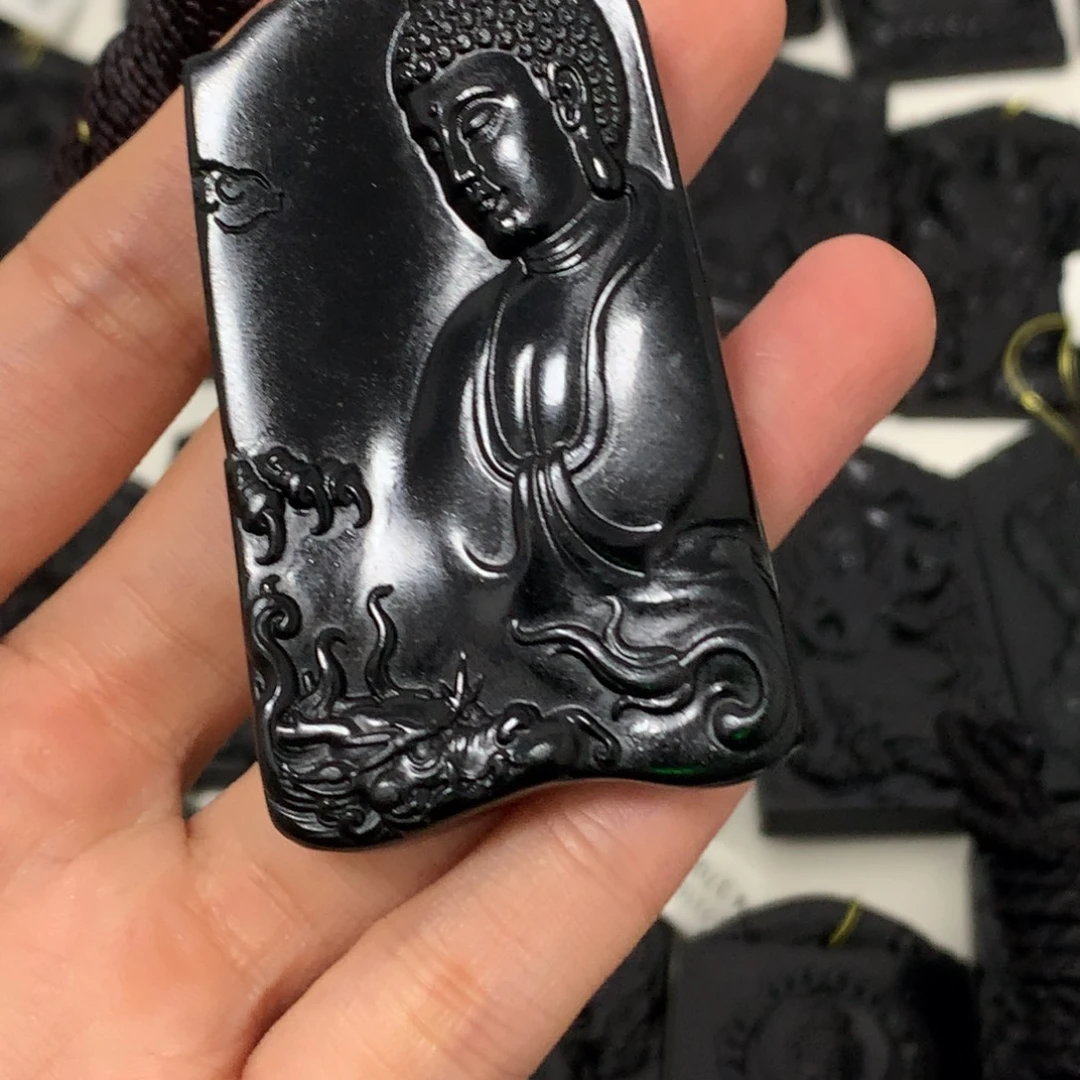 天然缅甸a货钢琴黑挂件