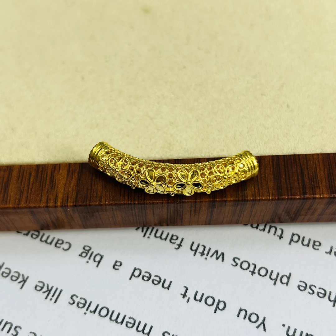 足金999镂空花朵弯管黄金首饰配件DP2843-01120