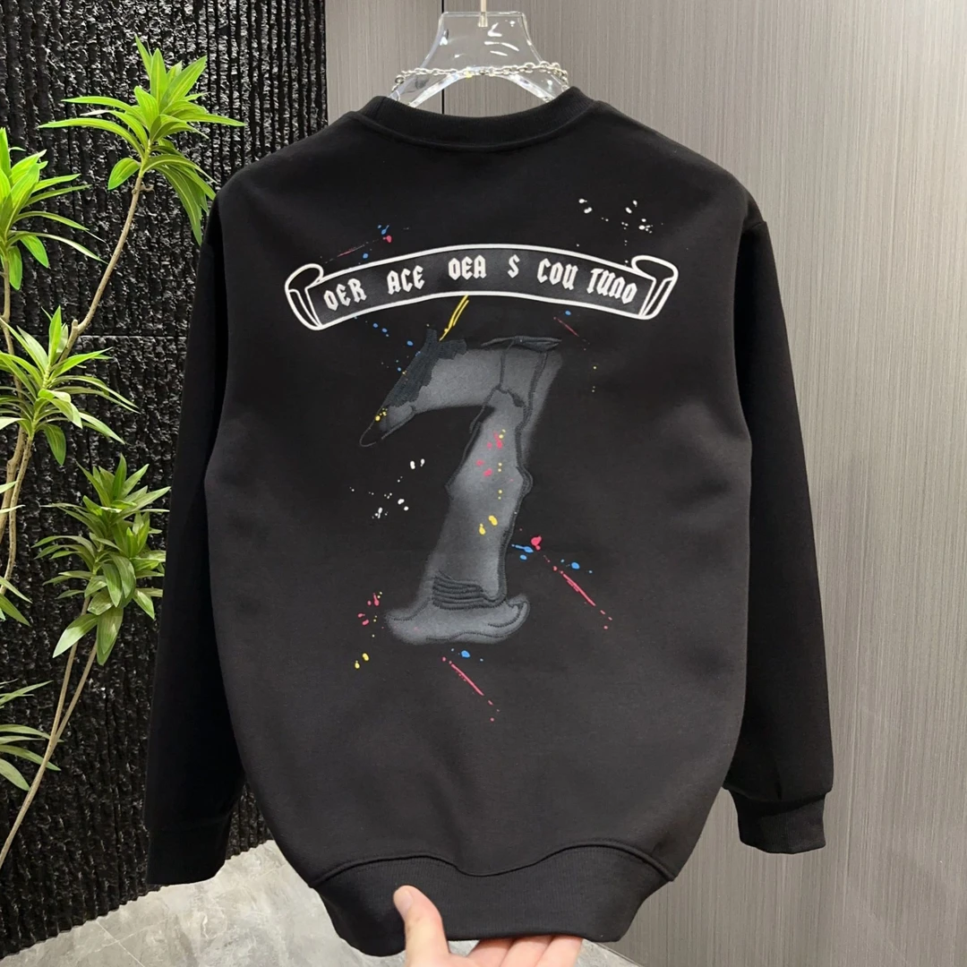 男士2025秋冬季爆款重工刺绣植绒设计男潮流百搭休闲长袖卫衣宽松