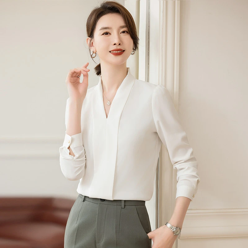 高级感职业衬衫女2025年新款气质公务员面试正装气质工作服白衬衣