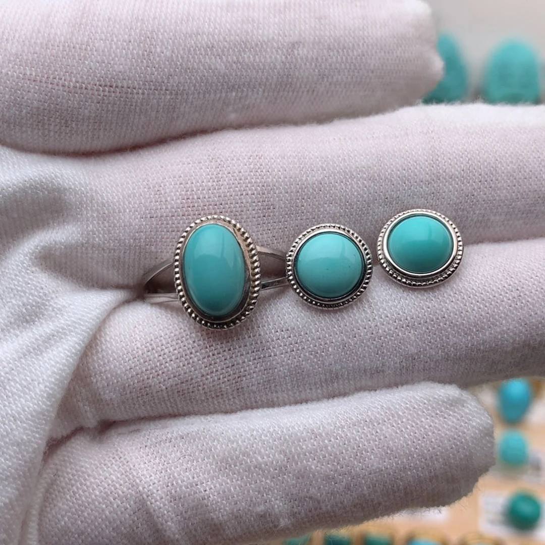 绿松石珠宝奇石银S925镶嵌