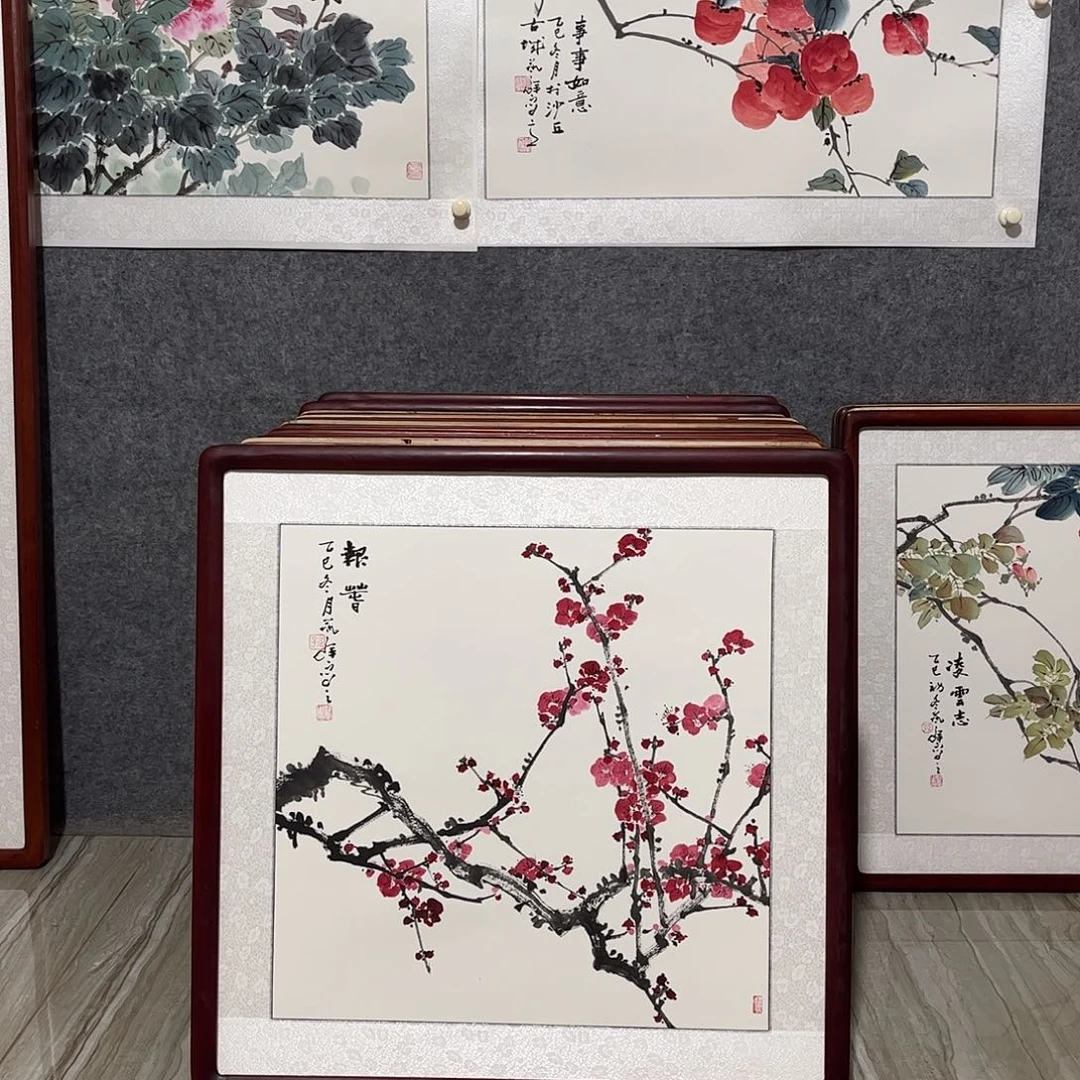 国画书画作品带框63×63