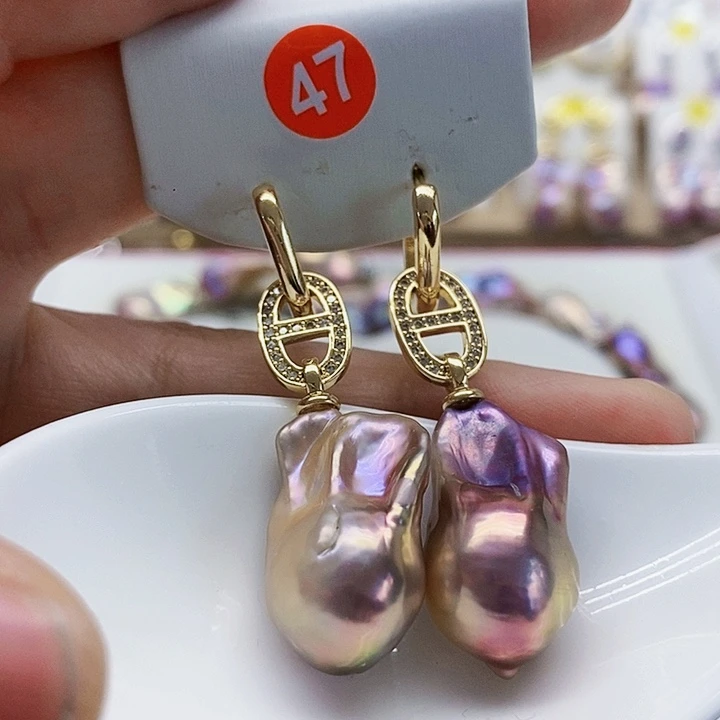 银S925镶嵌耳饰淡水珍珠