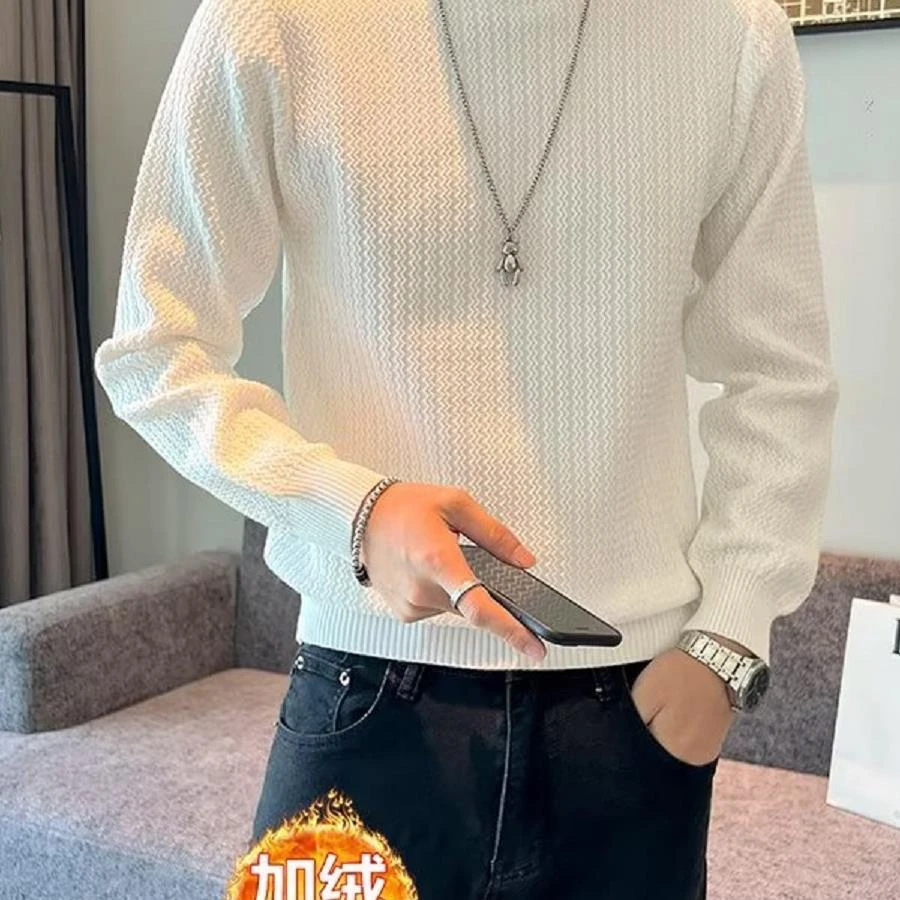 【 WOH ！官方正品 】 秋冬季简约纯色半高领毛衣男士高级感帅气青年