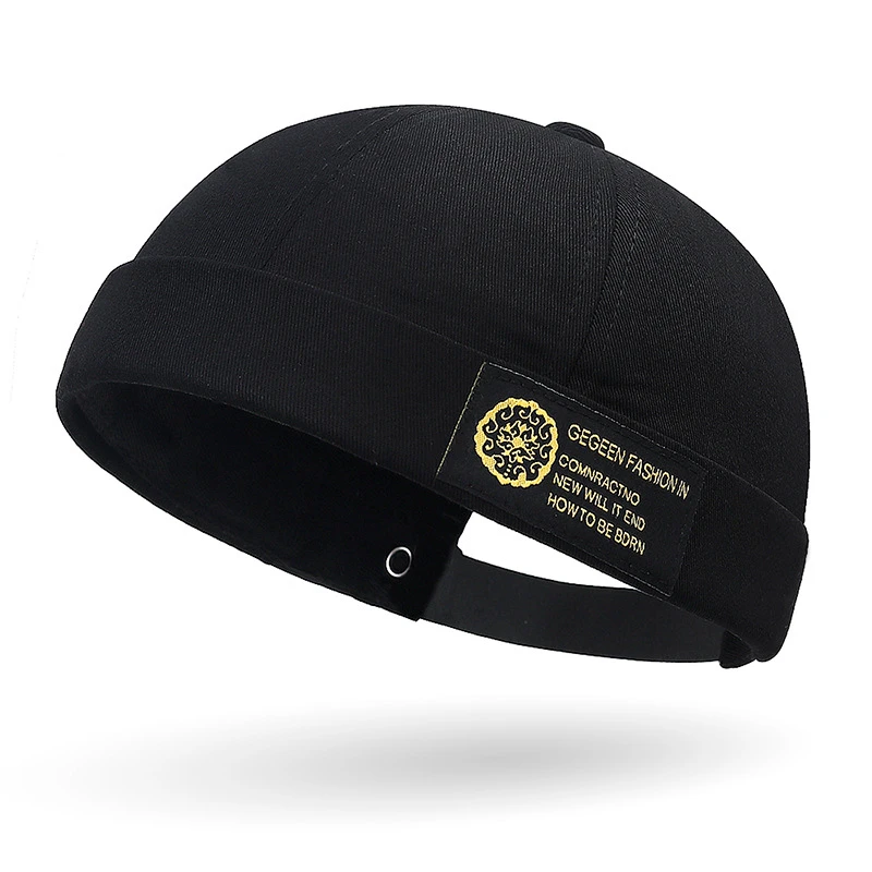 新款瓜皮帽夏季帽子男地主帽侧边刺绣潮流寸头帽女地痞帽夏无檐帽