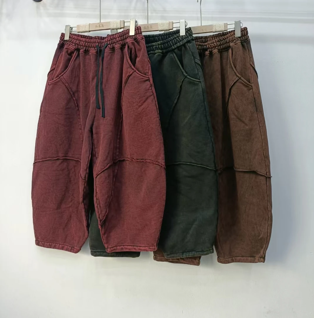 509春装新款毛圈棉复古纯棉炒色休闲百搭显瘦舒适卫裤