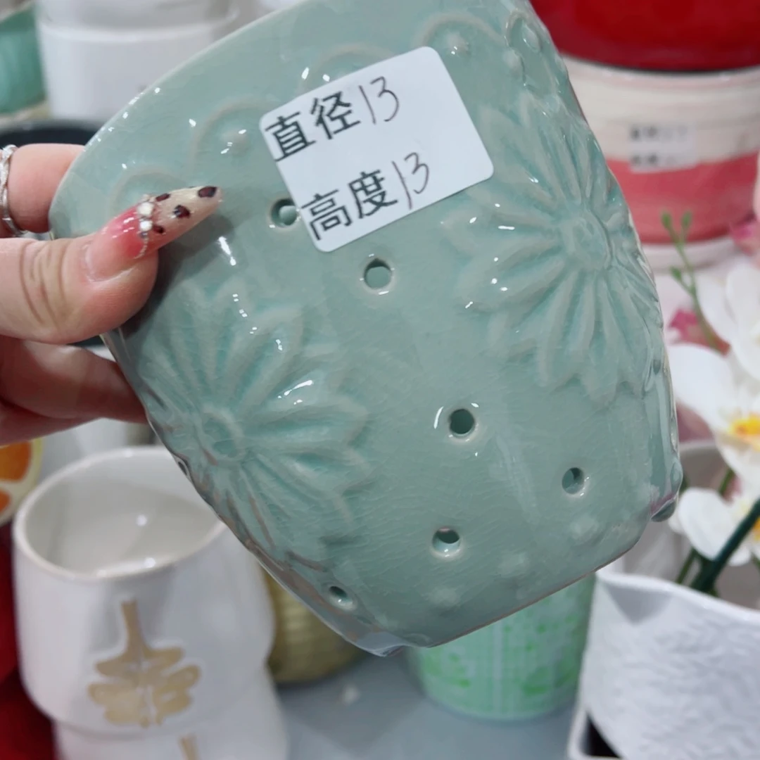 有孔，陶瓷花盆满10米包邮发货