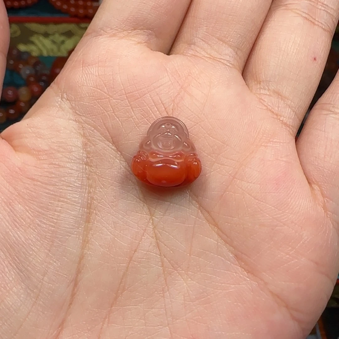 南红玛瑙未镶嵌冰飘弥勒吊坠