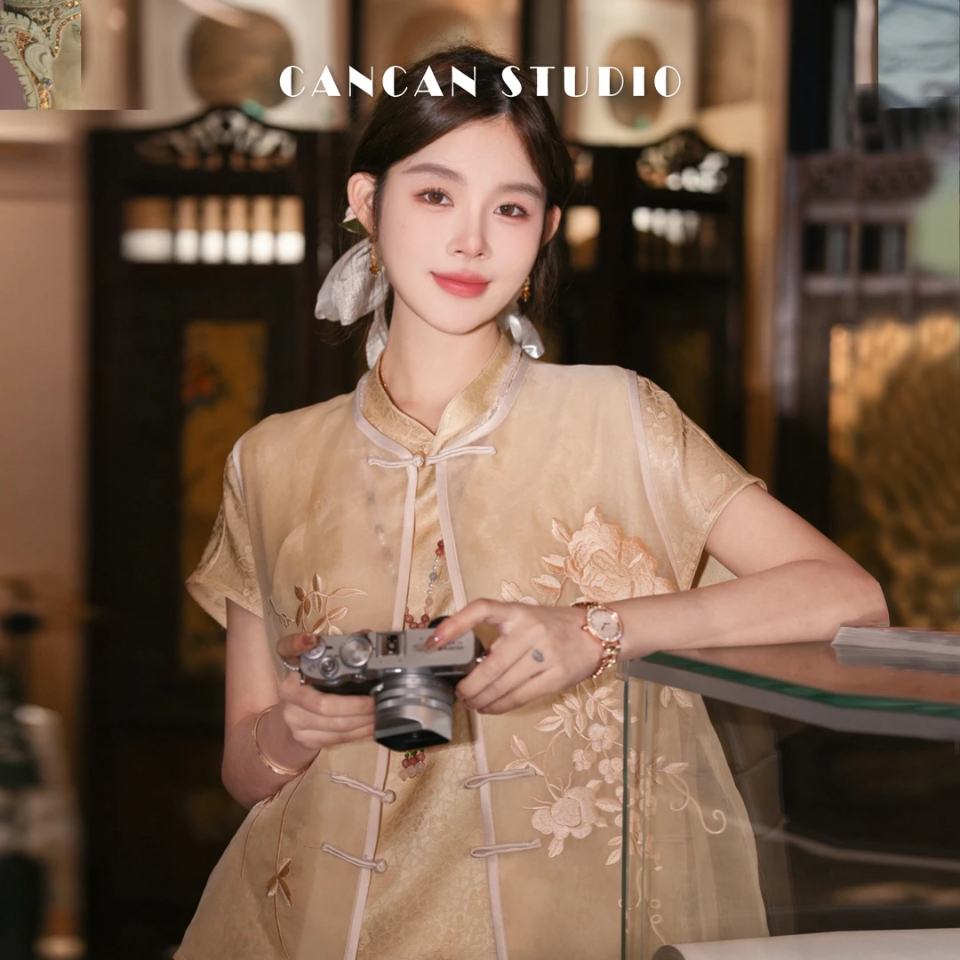 GVKIR【月下花影】灿灿新国风新中式百搭时尚马甲G824089