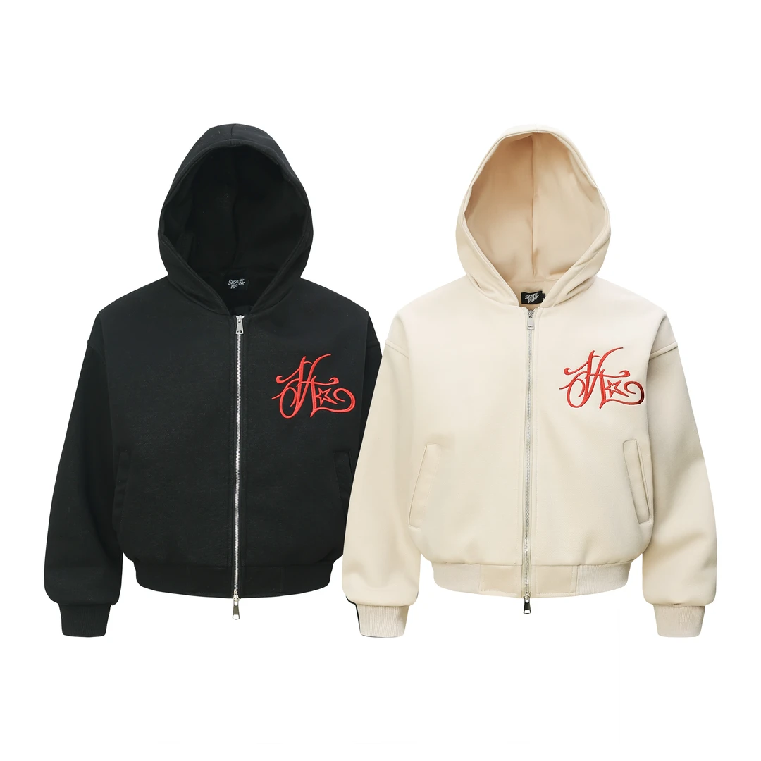 SKATEPARK 美式街头连帽刺绣宽松型短外套长袖休闲风中性风