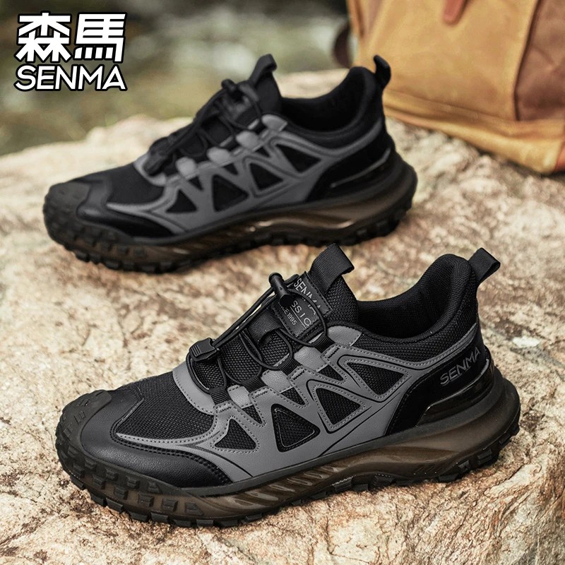 SENMA/森马琥珀流光爆米花底徒步男鞋户外登山工作网面慢跑鞋运动