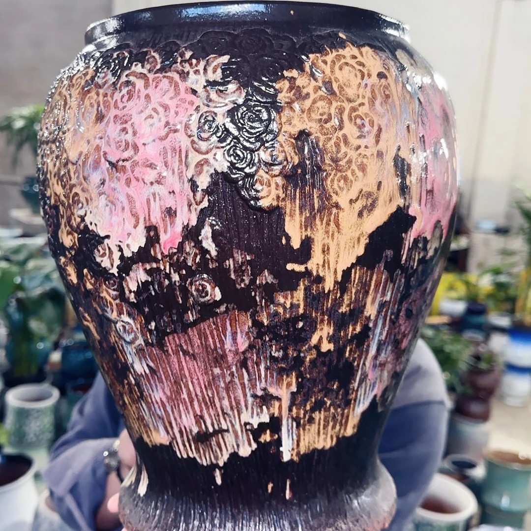 紫砂花盆高29口18
