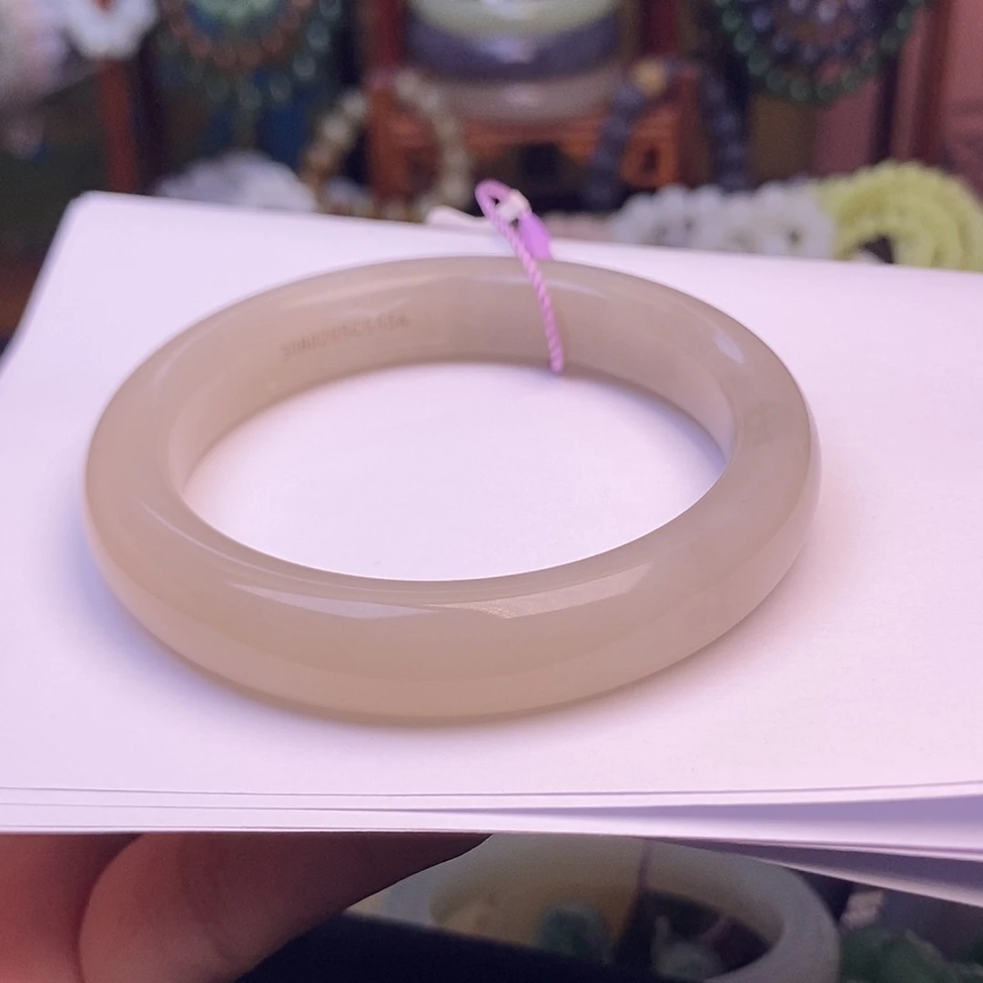 和田玉未镶嵌颈饰浓藕粉烟藕老料手镯55