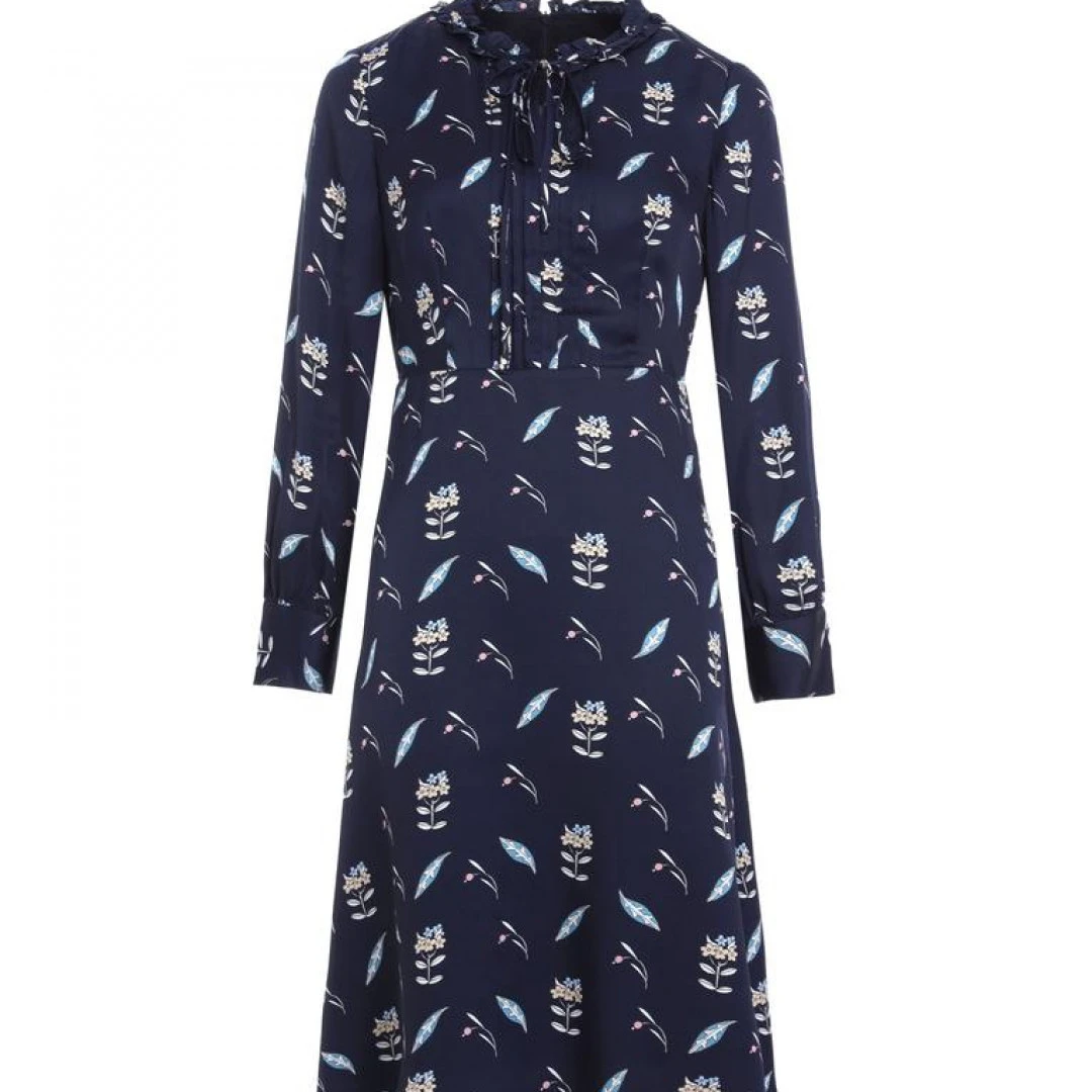 L·W/画而诗新款优雅印花长袖连衣裙LAJ85038