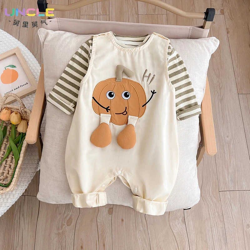 婴儿背带裤套装春装洋气卡通两件套小月龄宝宝婴儿外出服婴儿衣服