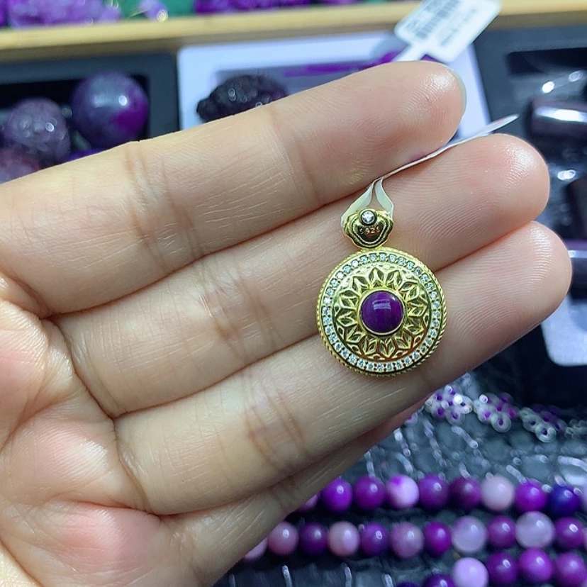 【闪购商品】苏纪石（舒俱来）银S925镀金镶嵌吊坠