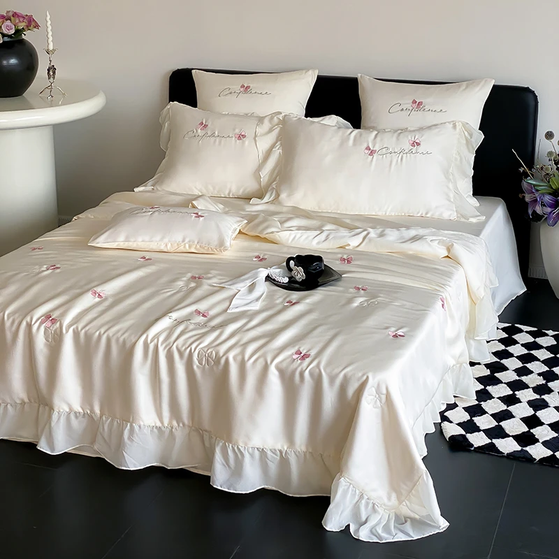 ROWHOLLY艾丽莎 兰精天丝绣花夏被四件套夏凉被可机洗丝滑空调被