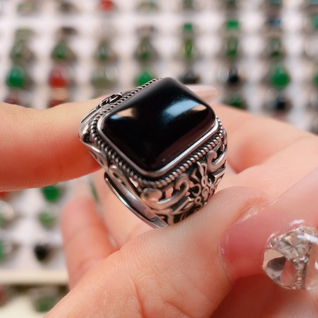 银S925镶嵌戒指玛瑙/玉髓