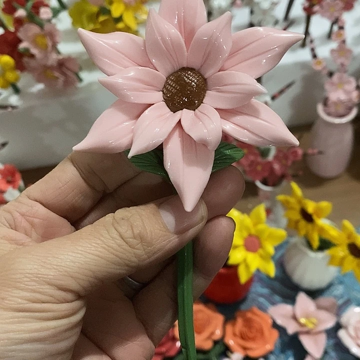 瓷片纯手工陶瓷花摆件