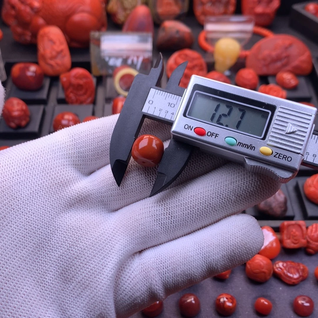 南红玛瑙未镶嵌川料瓦西原矿满肉火焰纹老型单珠12.7mm