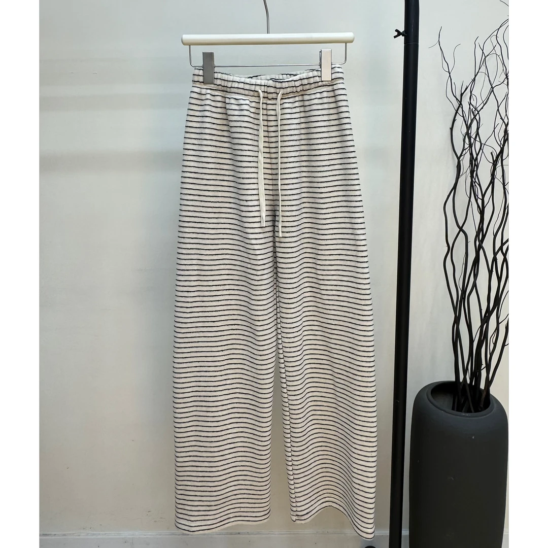 【婷子定制】~150小个子冬款加绒条纹毛巾休闲裤B1076