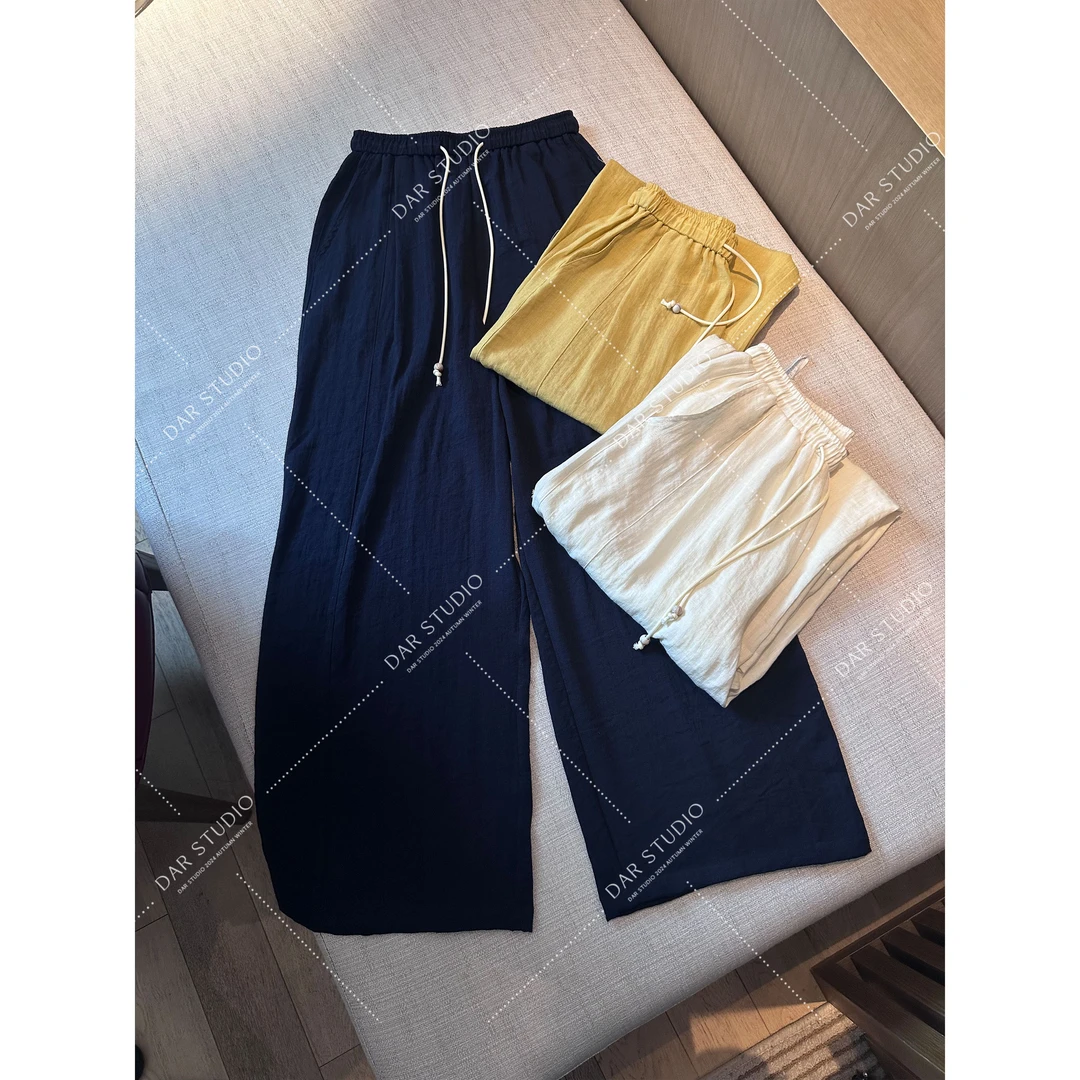 DAR STUDIO 【西西里岛】2025夏季新款含亚麻松紧抽绳休闲裤25122
