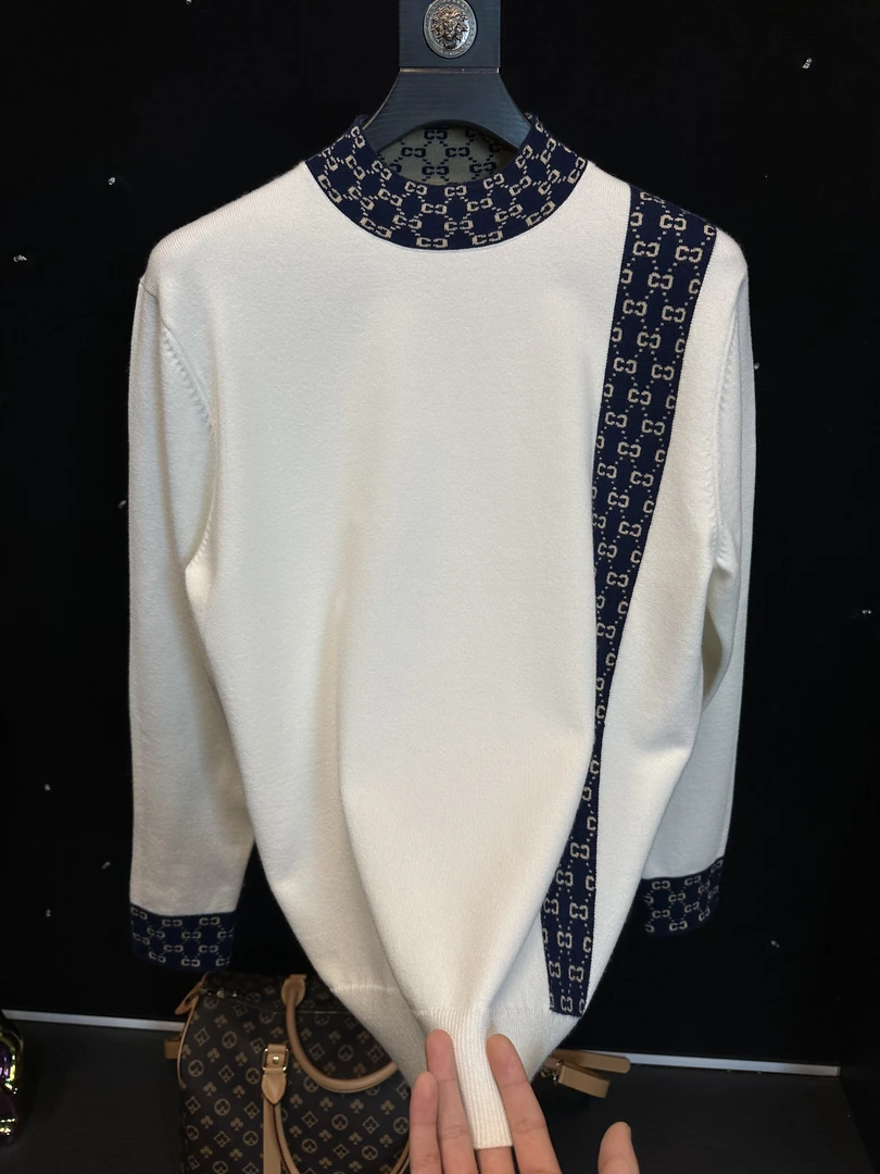 2025新款男士提花高品质设计师款圆领打底毛衣