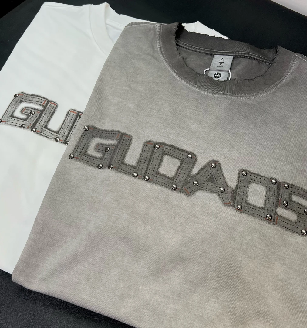 【ML】夏季 水洗磨破设计感圆领短袖男女同款T恤-25121